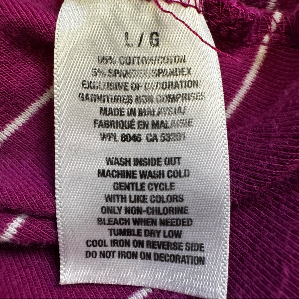 Aeropostale Burgundy Striped 3/4 Sleeve Shirt Size Large Henley Button Front - Picture 6 of 10